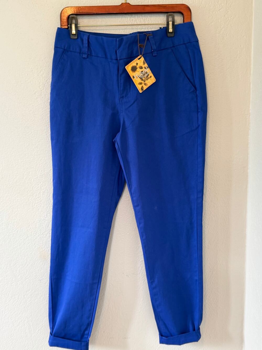 NWT Junior's Hybrid & Company Cobalt Blue Cuffed Capri Summer Pants Size 9
